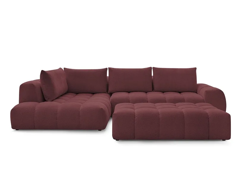 Ecksofa mit Hocker BOBOCHIC EVEREST Stoff chiniert rot