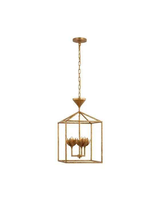 Alberto Open Cage Lantern Antique Gold Leaf