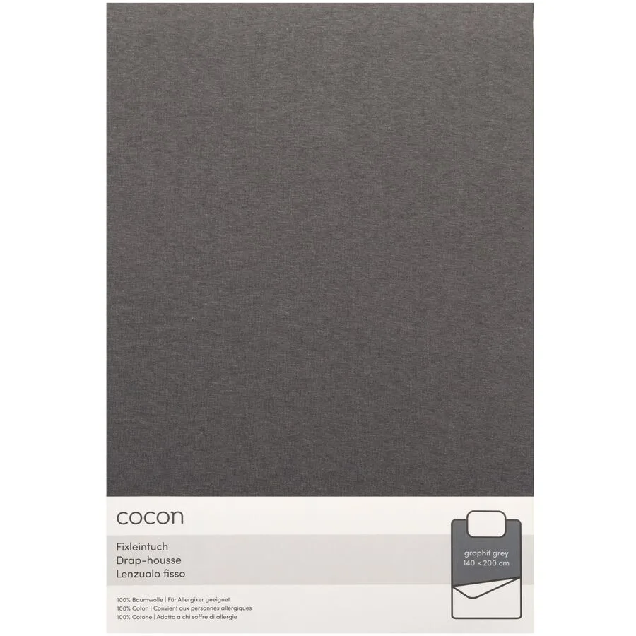 Fixleintuch COCON Graphit Baumwolle 140 x 200 cm - Material: Jersey