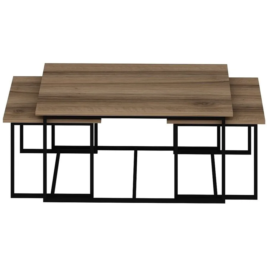 Beistelltisch 3er-Set Yasam Walnuss Melamin B 90 H 42 cm