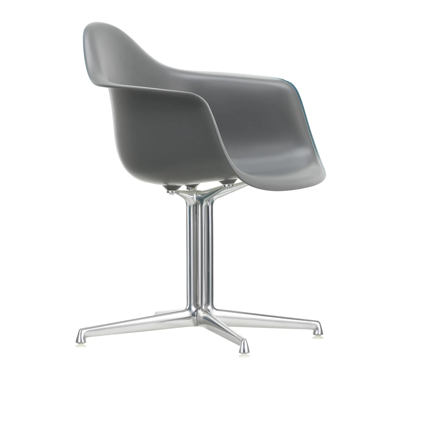 Vitra - Eames Plastic Armchair DAL 56 Granite Grey Aluminium Polished - Kontorsstolar - Charles & Ray Eames - Grå - Metall/Plast