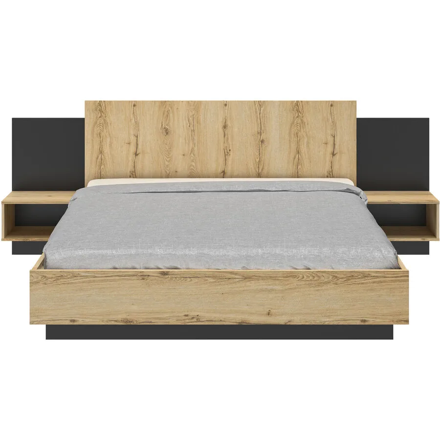 Bett Zaym Eiche Dekor Holzwerkstoff 180 x 200 cm