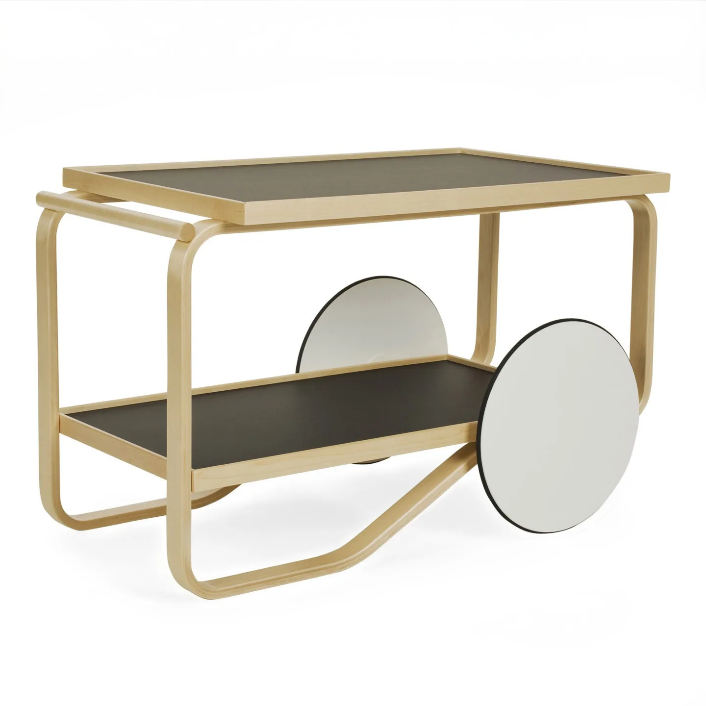 Artek - Serveringsvagn 901, Svarta linoleum hyllor - Serveringsvagnar - Alvar Aalto - Svart - Trä/Plast