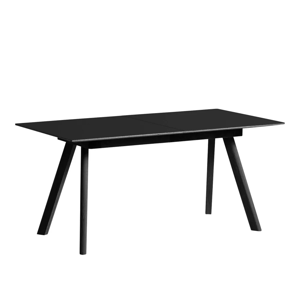 HAY - CPH30 2.0 Extendable Table Black Lacquered Oak Frame L160 X W80 X H74 Black Linoleum Tabletop Black Lacquered Edge - Matbord - Ronan & Erwan Bouroullec - Svart - Trä