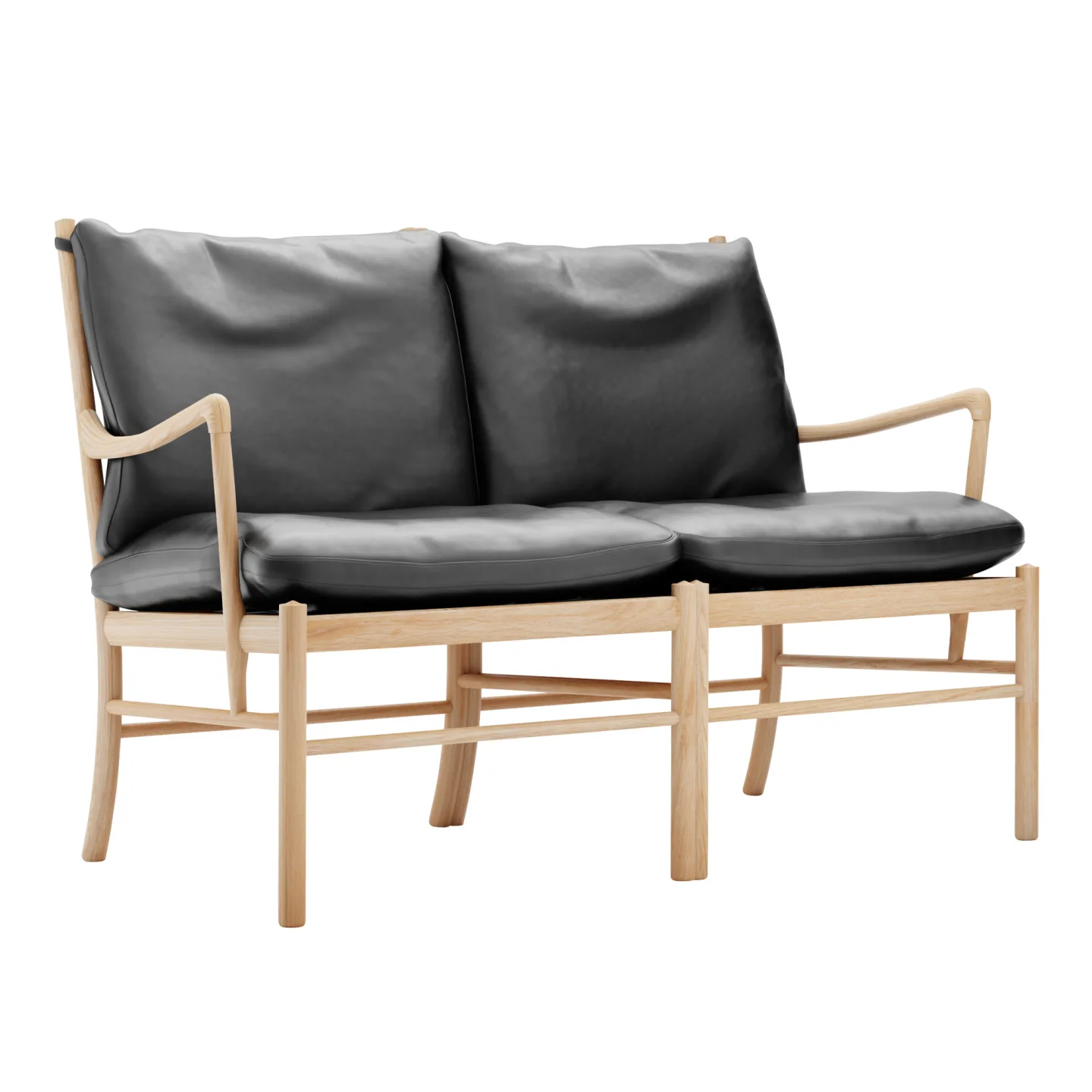 Carl Hansen - OW149-2 - Colonial Sofa, Oljad Ek, Lädergrupp C Sif - 98 - Soffor - Ole Wanscher - Svart