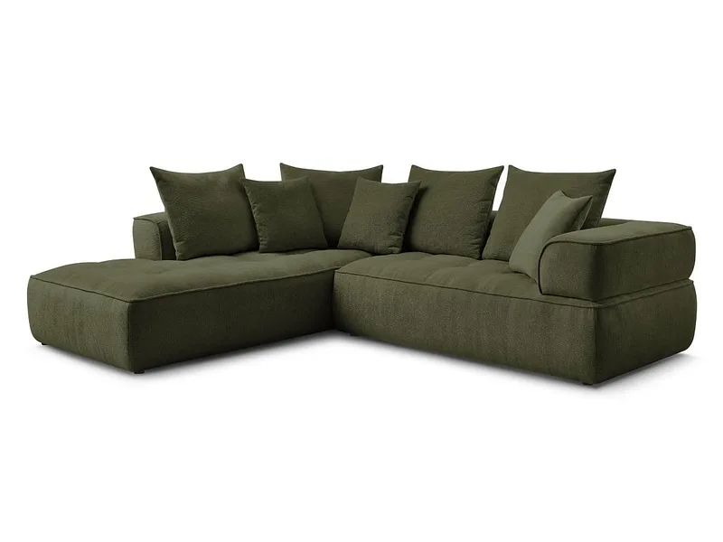 Ecksofa BOBOCHIC WHESLEY Stoff dunkelgrün