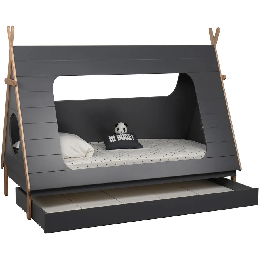 Kinderbett Vamon grau MDF 90 x 200 cm