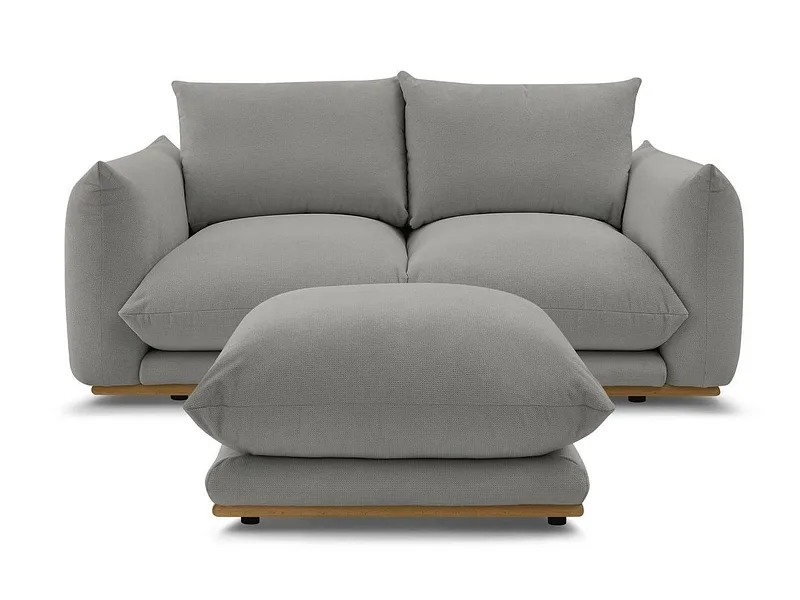 2er Sofa mit Hocker BOBOCHIC ERNEST Stoff dunkelgrau