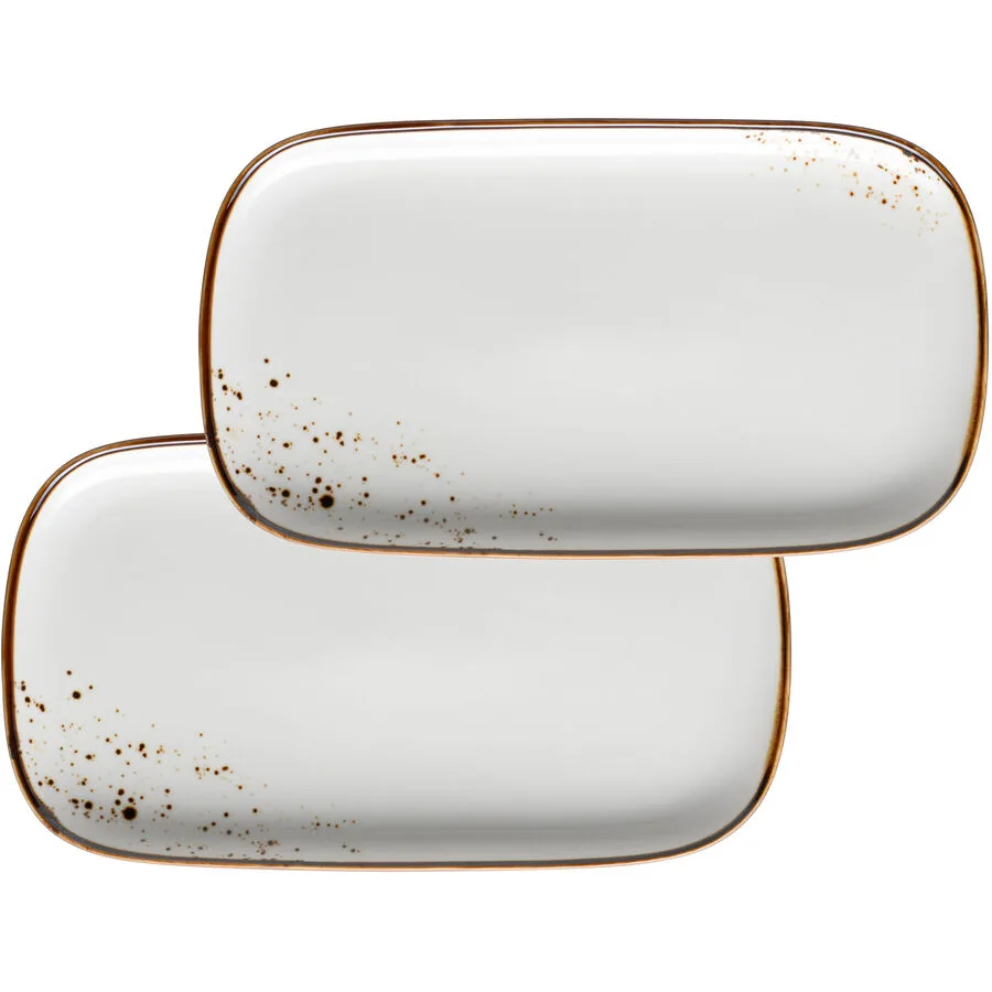 MÄSER Platten-Set Pintar weiss/braun Porzellan Rechteckig B 14 cm