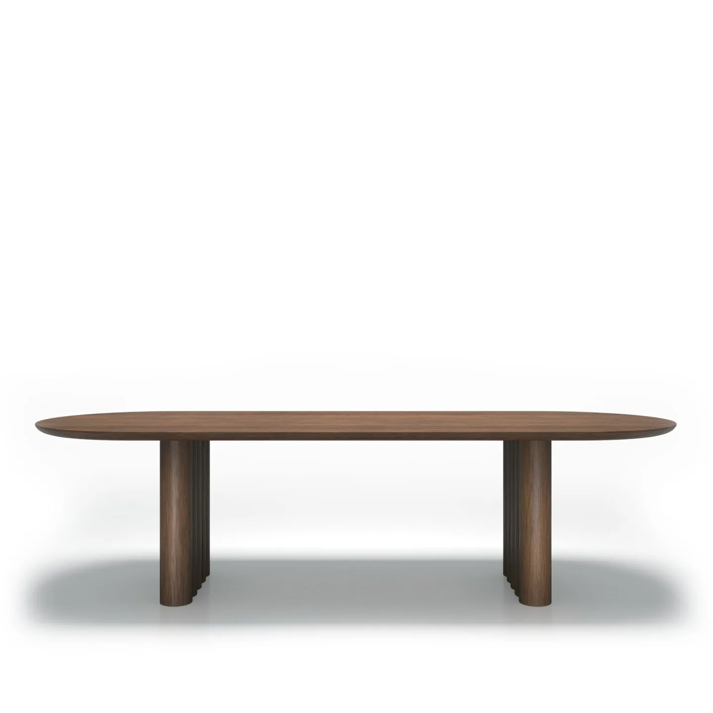 Dk3 - Plush Table Oval 30mm tabletop 130mm legs L240 x W100 x H72 cm Max 2 extension leaves Walnut - oil - Matbord - Jacob Plejdrup - Brun - Trä