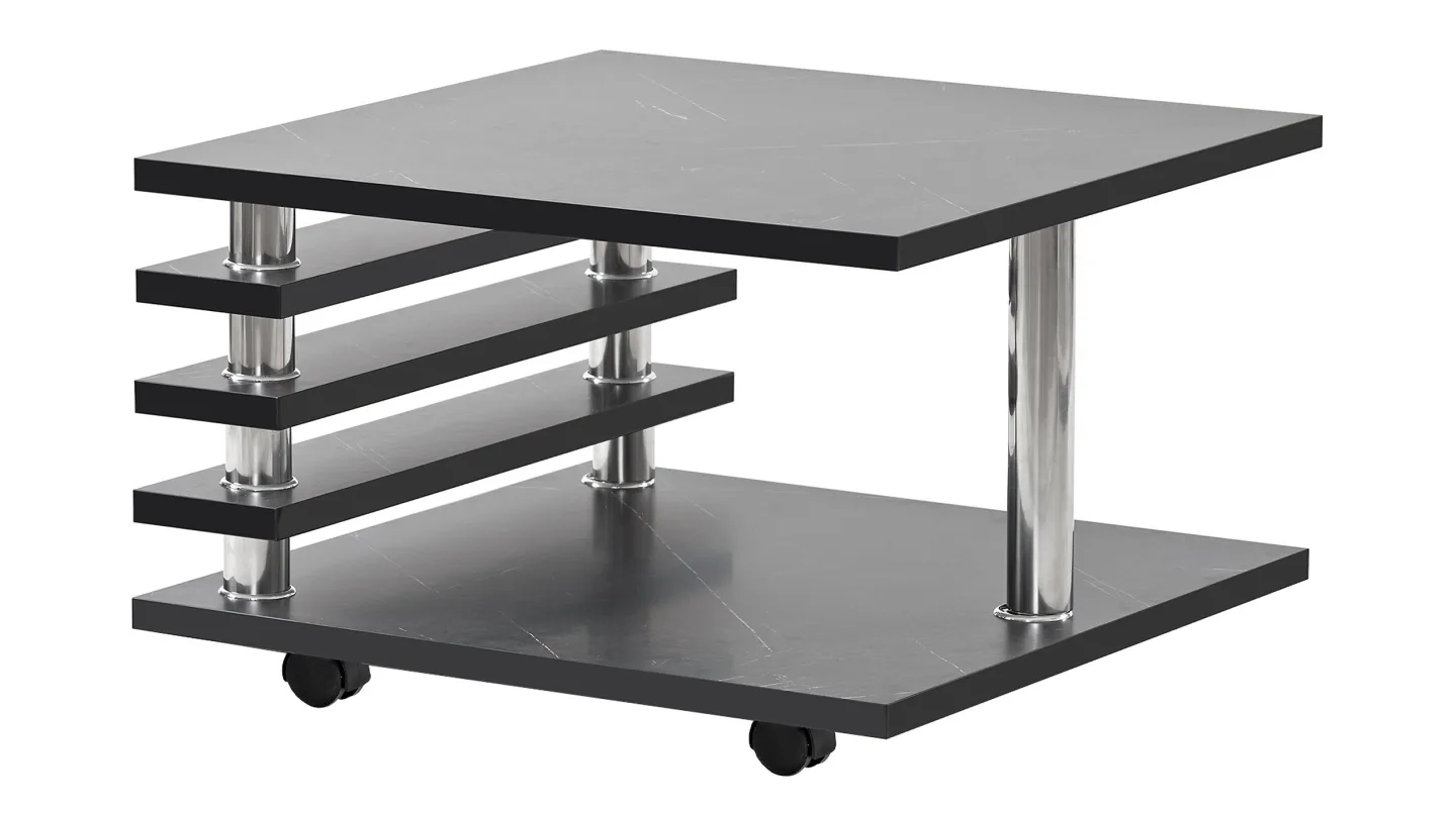 Couchtisch schwarz 65 x 65 cm Marmoroptik - ALVARO