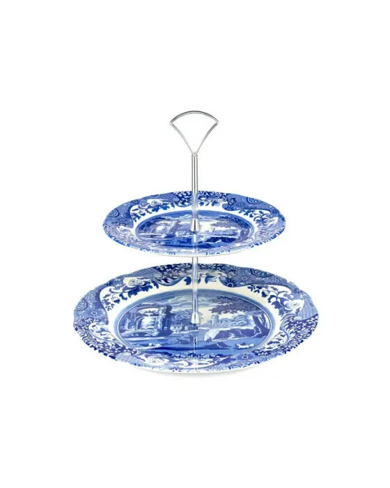 Blue Italian Cake Plate Blue/White