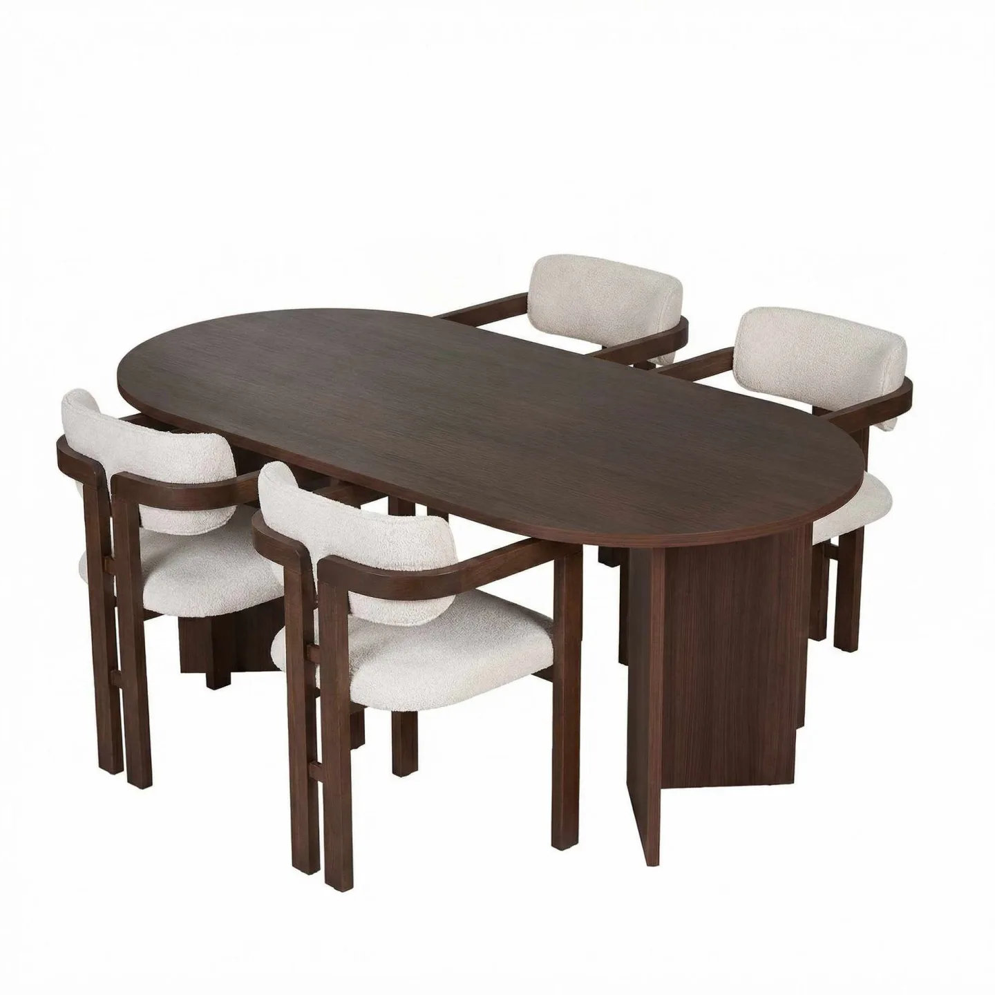 Dano Matbord- och stolset 180x75x90 cm 5 delar - Milano Walnut, Dark Walnut, vit