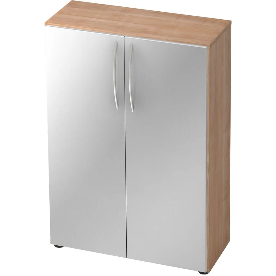 Schrank Office Silber, Nussbaum Holzwerkstoff B 80 cm H 114.4 cm