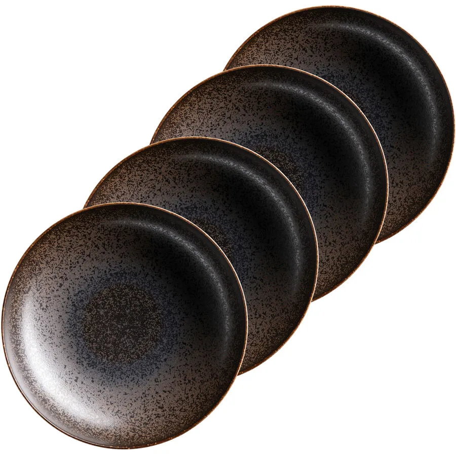 MÄSER Pastateller-Set 4-tlg. Powerful Braun/Schwarz Porzellan 24 cm
