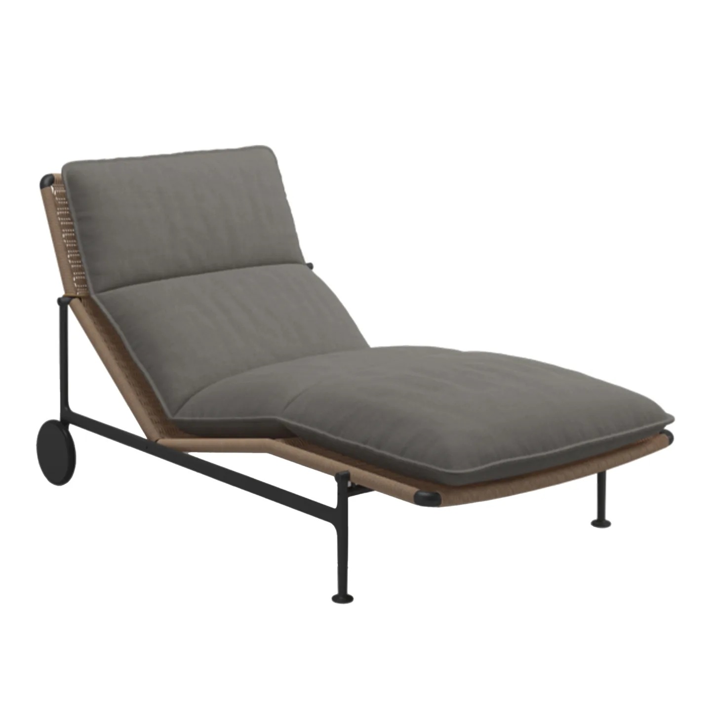 Gloster - Zenith Lounger - Meteor - Fabric Grade D - Wave Buff - Solsängar - Henrik Pedersen - Trä