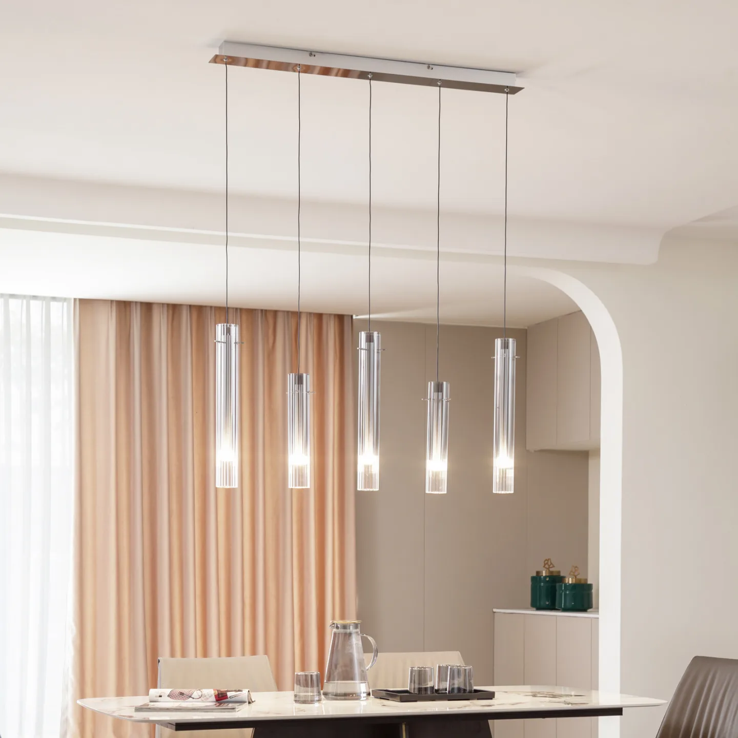 Korvitha 5 LED Taklampa Smoke/Silver - Lucande - Kök - Modern - Glas - Med flera ljuskällor