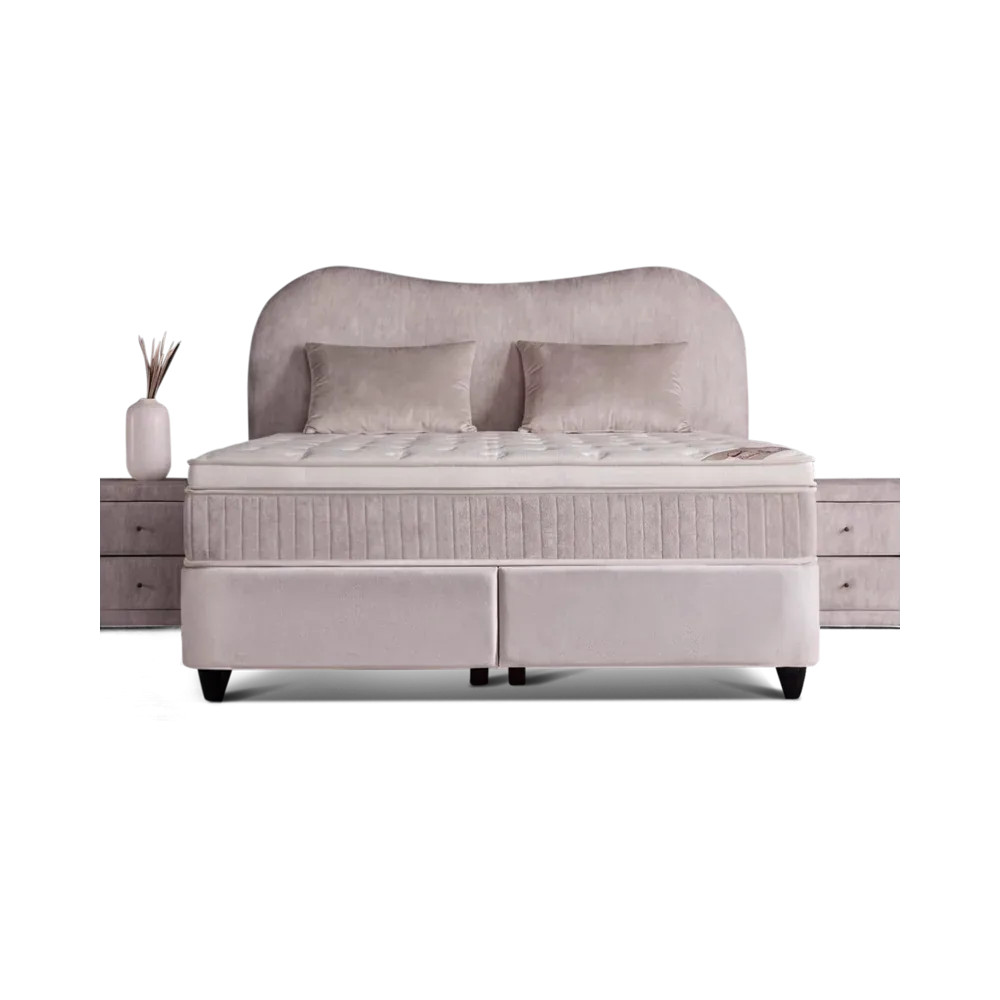 Premium Boxspringbett 160×200 komplett mit Matratze, Topper & Bettkasten, Teddy Beige, Sofia