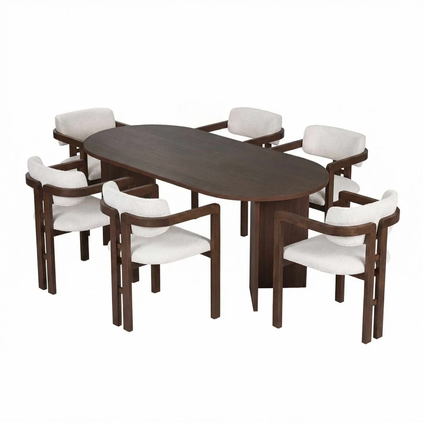 Dano Matbord 180 cm med 6 Bonavista Stolar - Milano Walnut, Dark Walnut, vit
