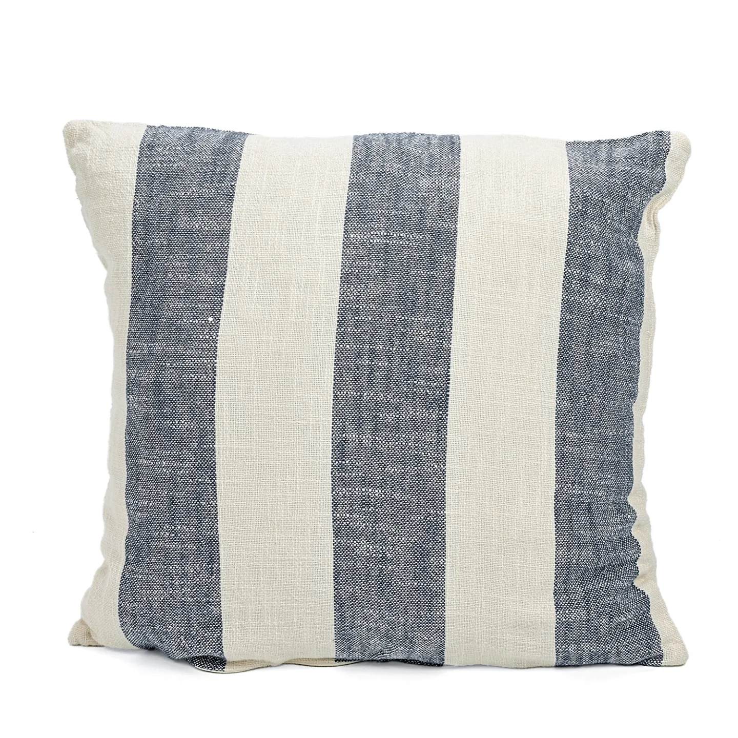 Putetrekk - Kora stripe cotton cushion cover (krem/marineblå) (Størrelse: 45 x 45 cm)