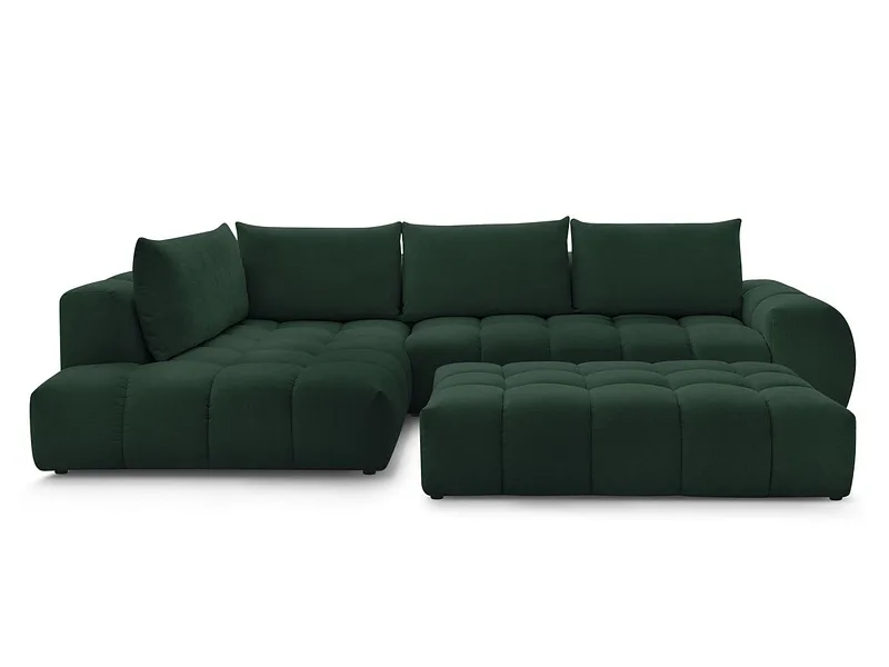 Ecksofa mit Hocker BOBOCHIC EVEREST Stoff mit Textur grün