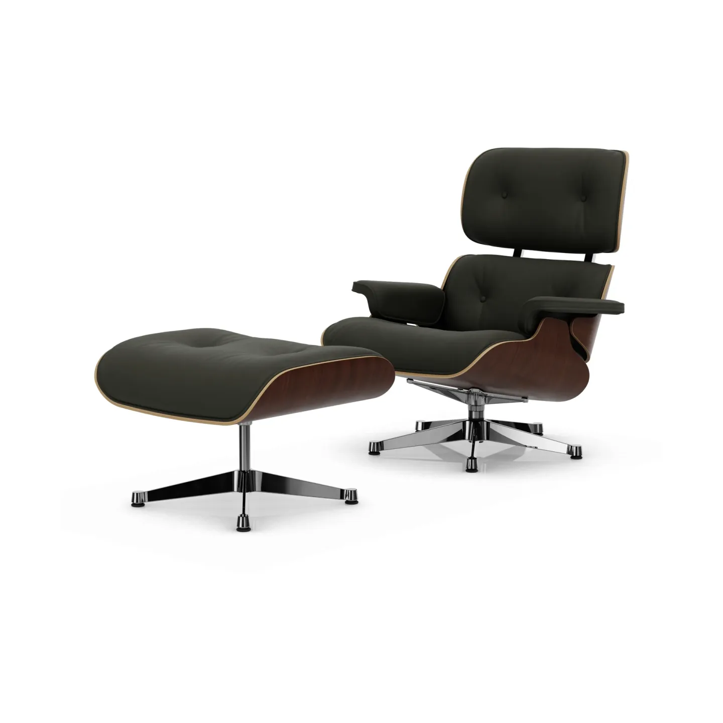 Vitra Eames Lounge Chair & Ottoman new dimensions 61 Umbra grey-32 walnut dark-pol. steel