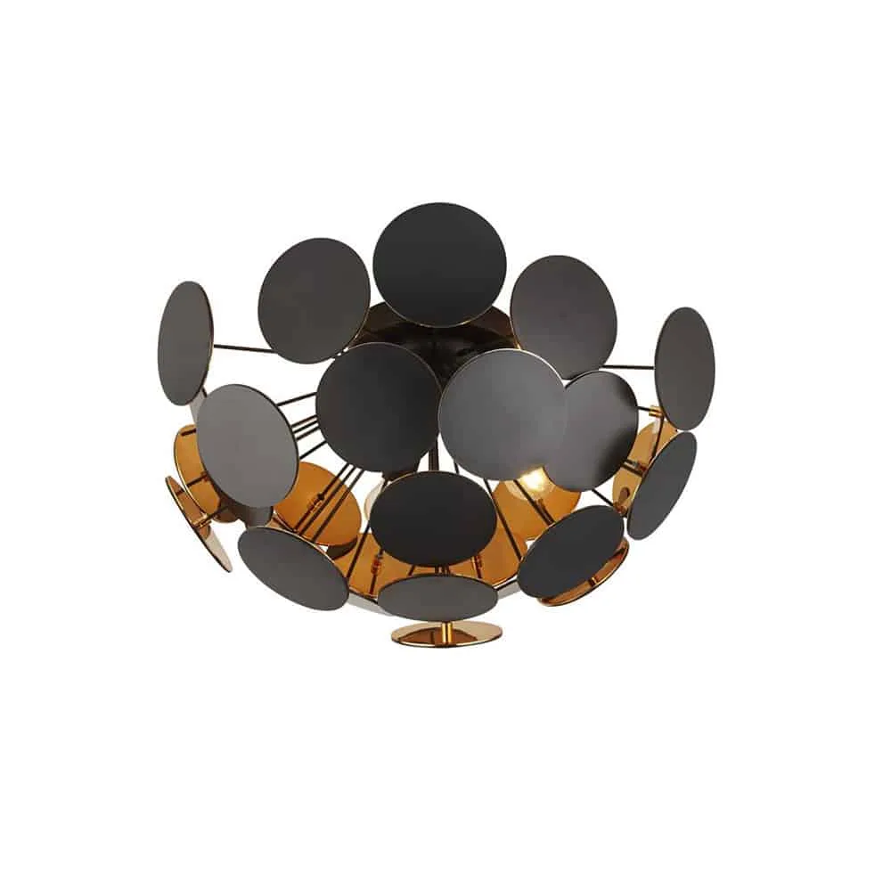 Discus Semi-Flush Taklampa Svart/Guld