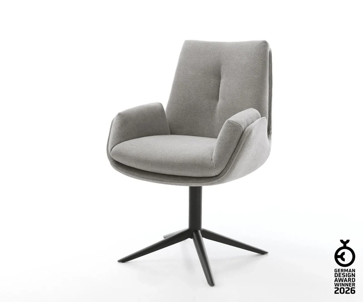 Drehstuhl Clea-Flex Strukturstoff Soft Grau Fußkreuz Schwarz 360° drehbar Wippfunktion