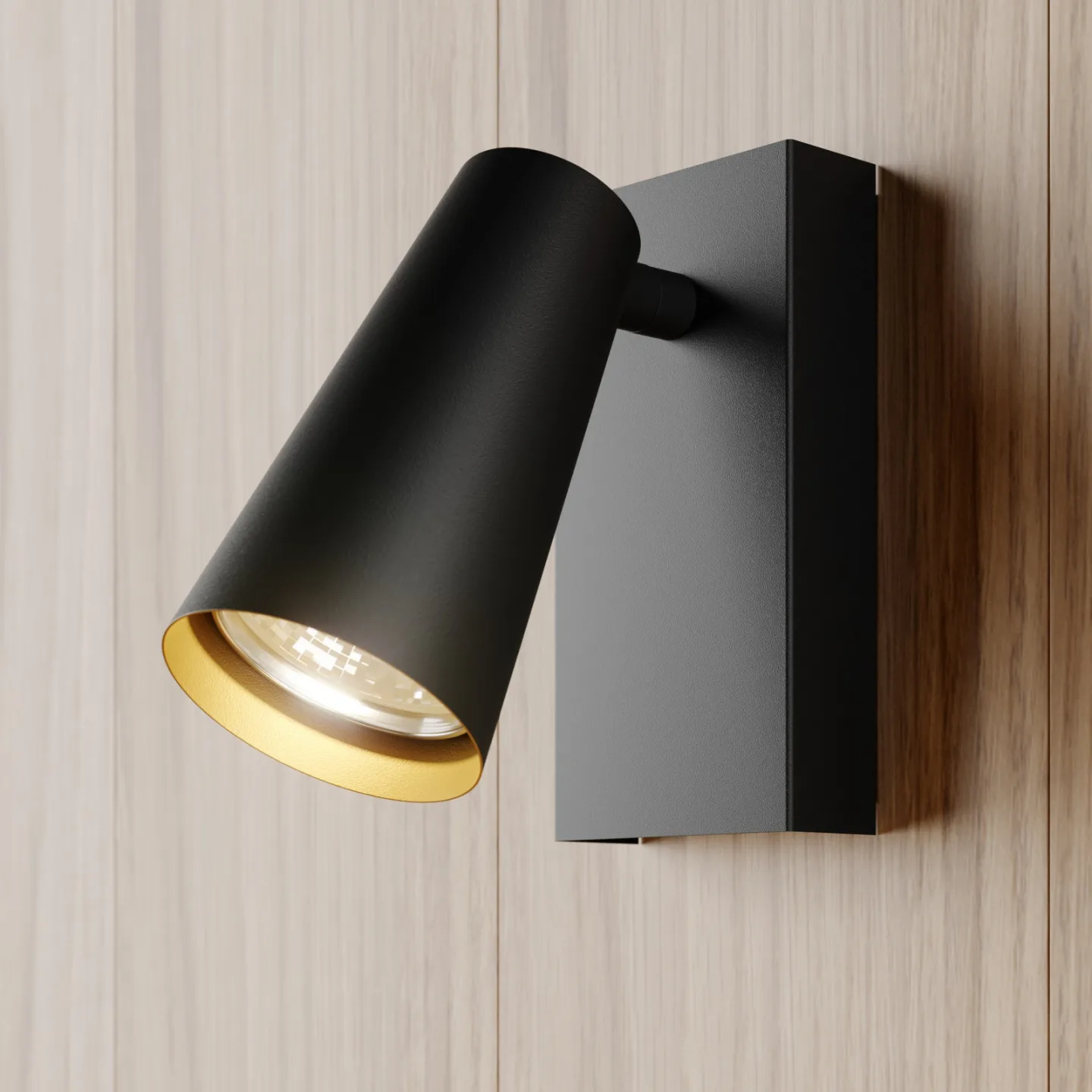 Angelina Wandleuchte Black/Gold - Lucande - Schlafzimmer - Skandinavisch - Metall - Einflammig