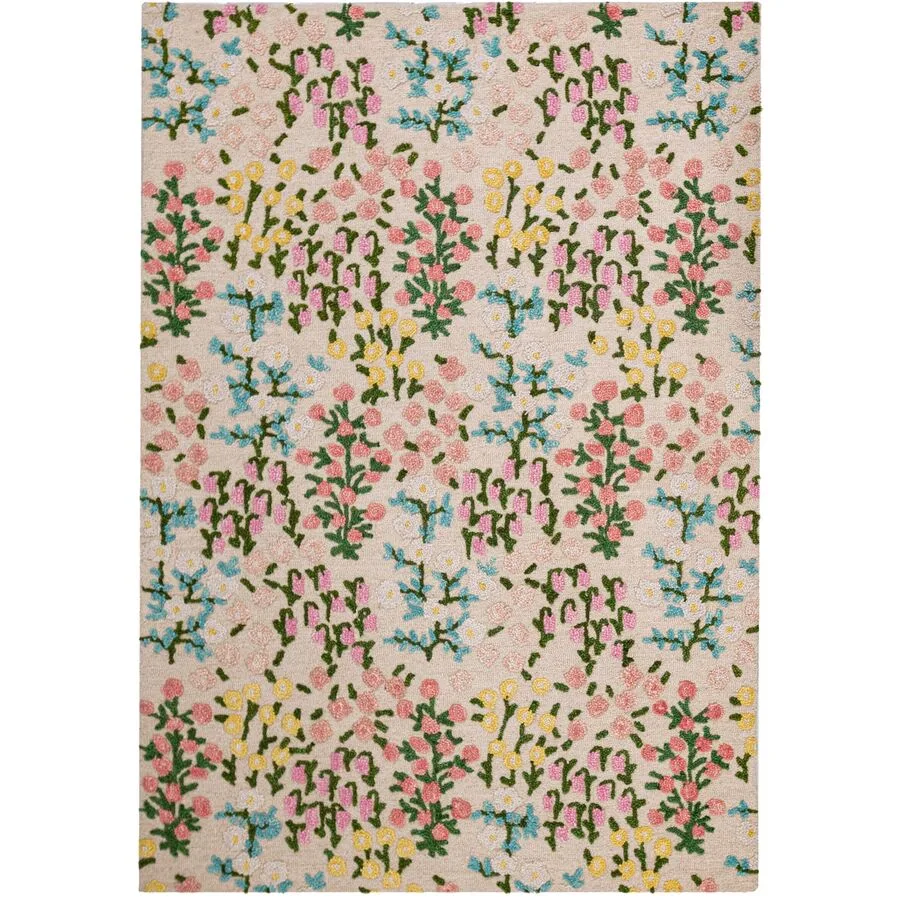 Teppich Neqta natur Blumenmuster Wolle 120 x 170 cm