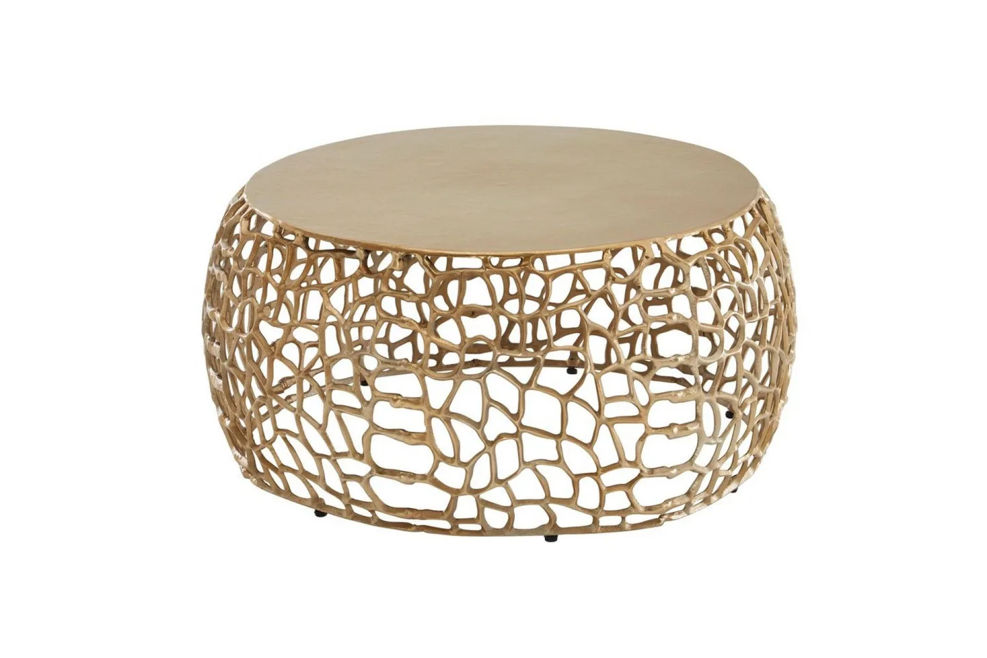 Soffbord Wohnling aluminiumgjutning, rund 60 cm handgjord, modern stil Guld - Guld