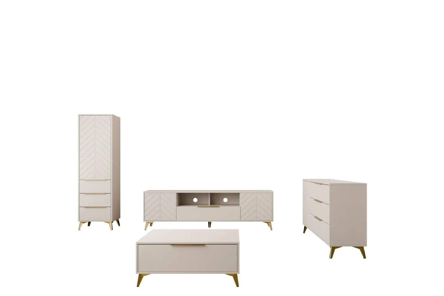 Vemdalen Möbelset För Vardagsrum - Sand beige