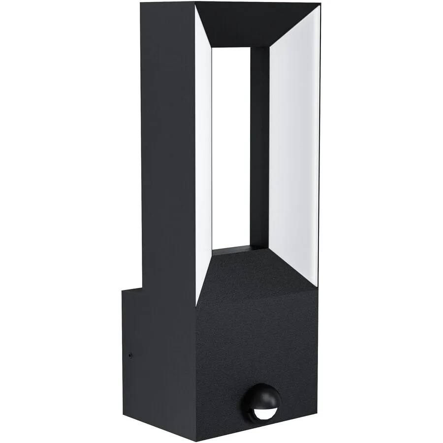 Eglo Wandlampe aussen Riforano Schwarz Aluminium 29 cm - Material: Aluguss - LED - Lichtfarbe: Warmweiss - LED Energiesparlampen