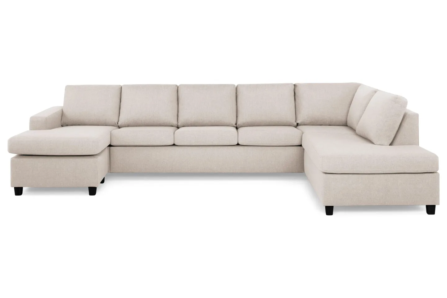Crazy 5-sits Högervänd U-formad X-Large Soffa med Divan och Schäslong i Tyg - Beige