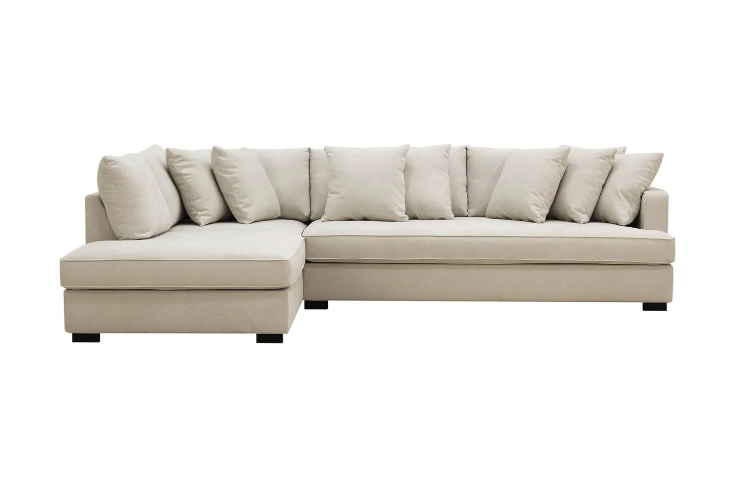 Rossita 4-sits Vänstervänd L-formad Djup Schäslongsoffa med Hel dyna i Tyg - Beige