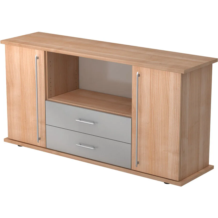 Sideboard Office Nussbaum, Grau Holzwerkstoff B 166.1 H 84 cm
