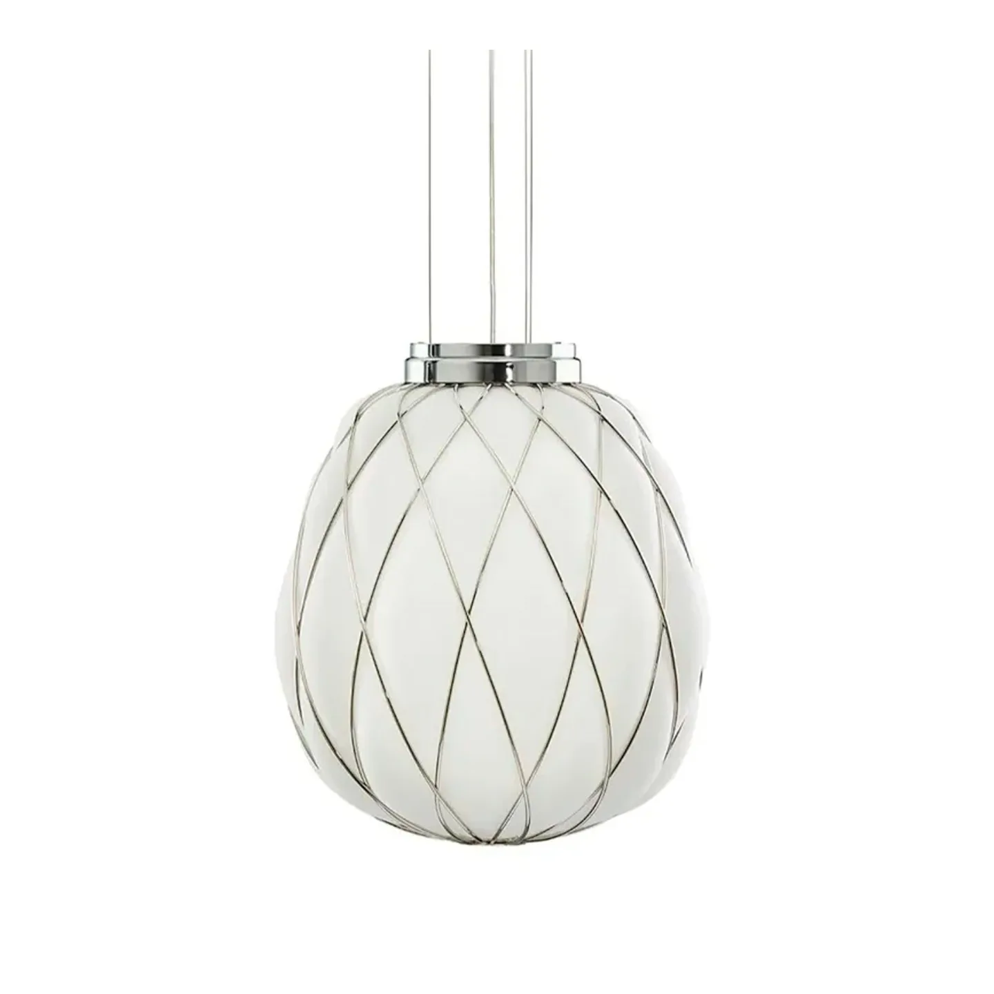 FontanaArte - Pinecone 4363 Suspension, Chrome cage/White - Pendellampor - Paola Navone - Transparent