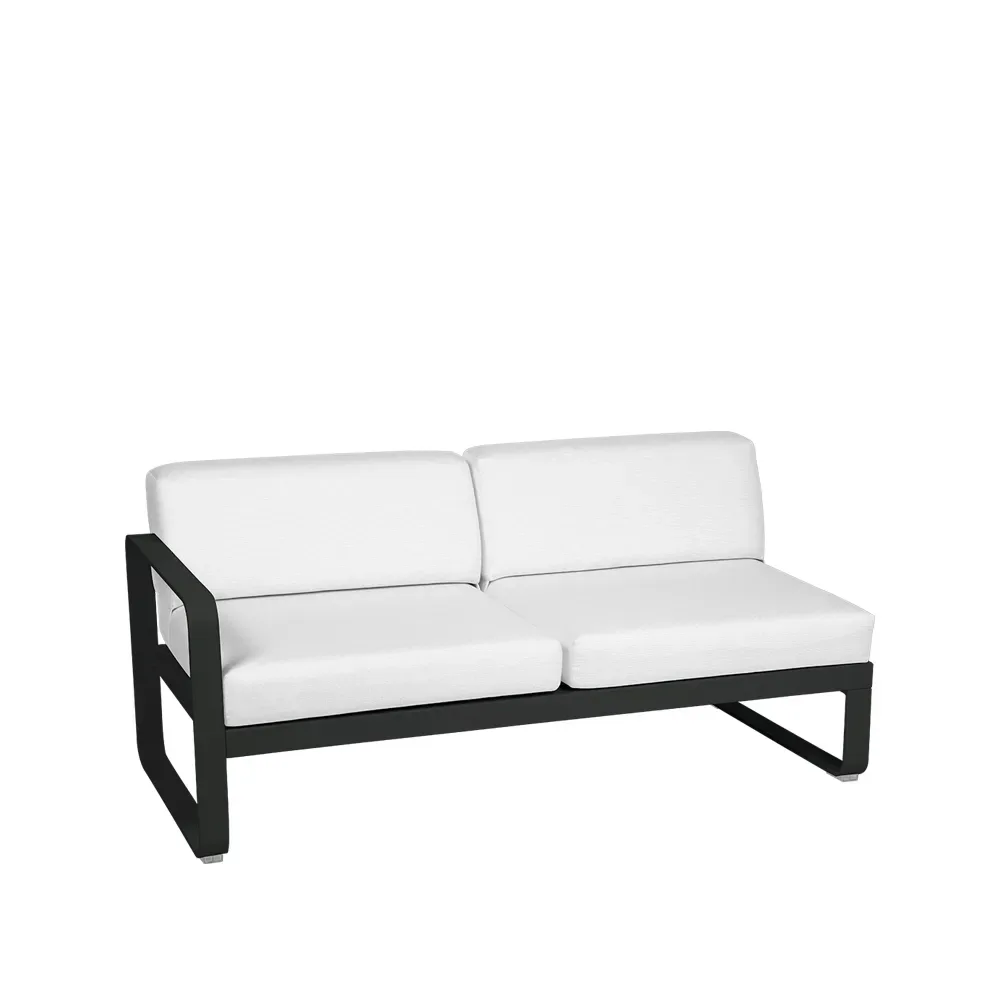 Fermob Bellevie Left modulsoffa 2-sits Liquorice (svart), off-white dyna