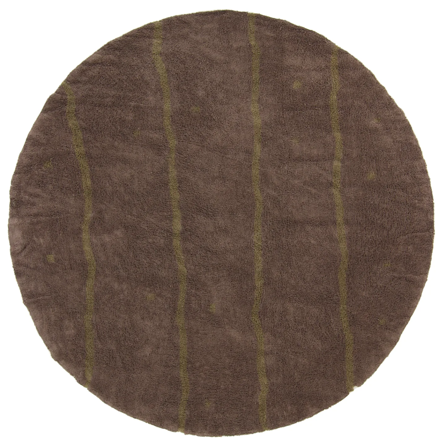 Rundt teppe - Leora Natural Cotton Shaggy (brun/oliven) (Størrelse: Ø 200 cm)