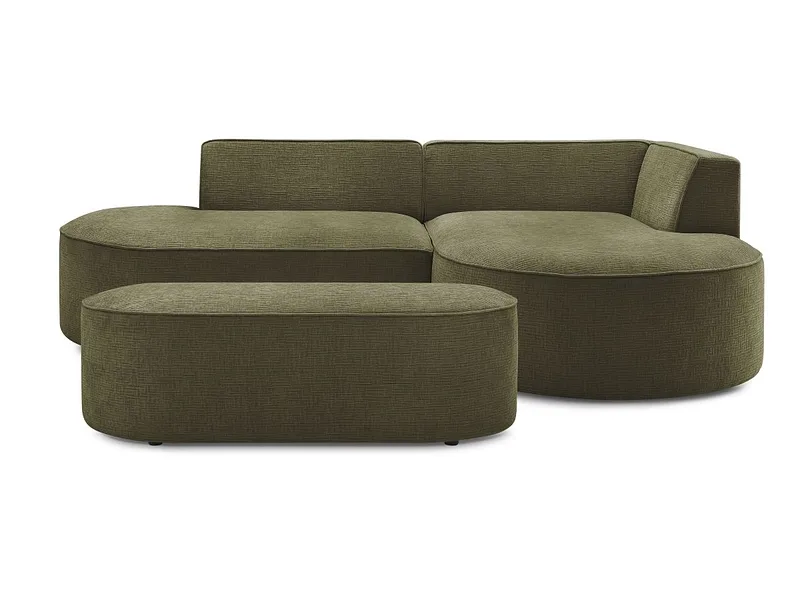 Ecksofa mit Hocker BOBOCHIC ROUSSEAU Stoff mit Textur grün