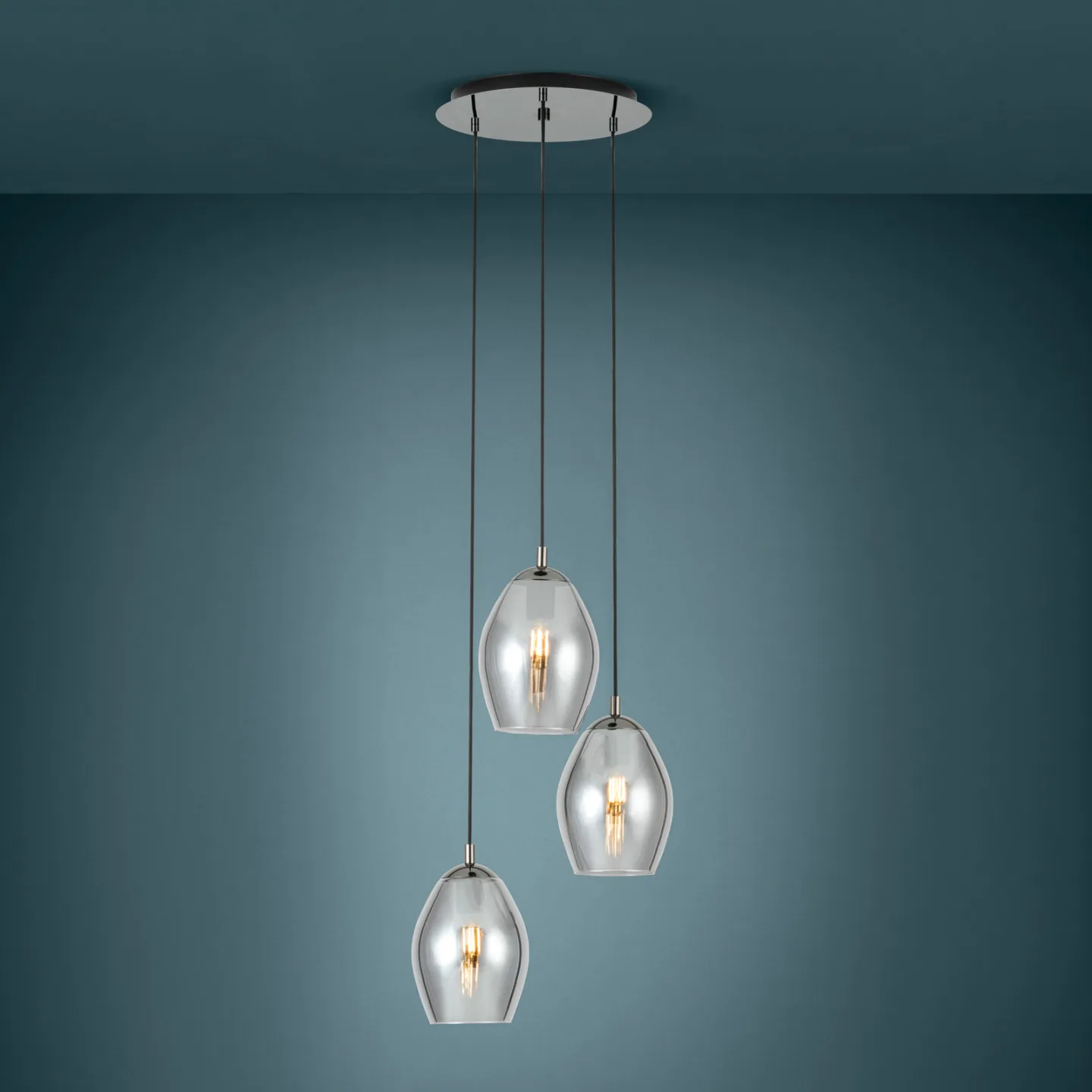 Estanys hængelampe, sort, 3 lyskilder - EGLO Stars of Light - Spisestue - Moderne - Glas - Med flere lyskilder