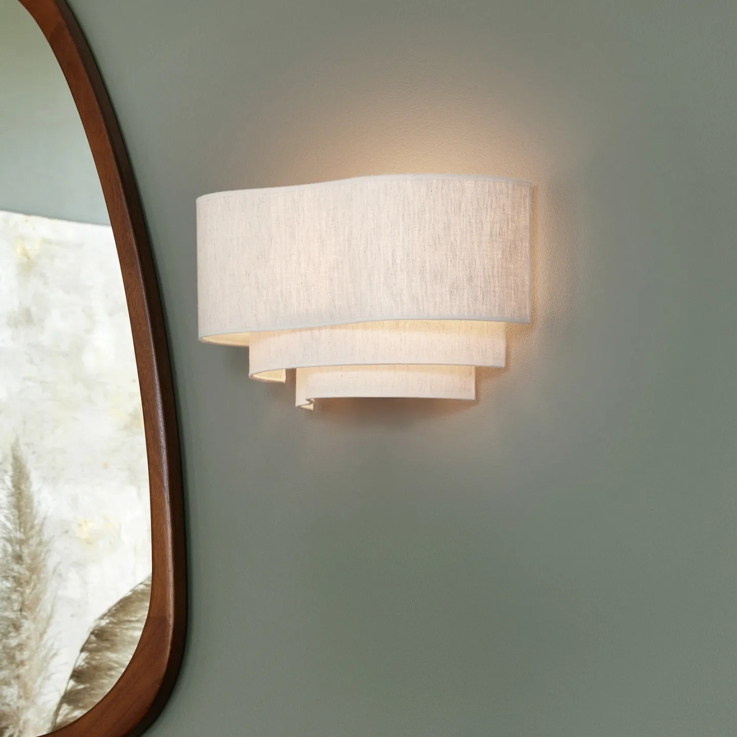 Pebble Textil-Wandlampe, creme - MARKET SET - Wohnzimmer - Design - Stoff / Textil - Mit Schirm