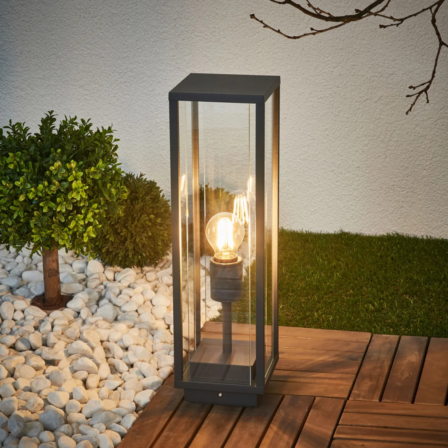 Annalea Außen Gartenleuchte H50 Dark Grey/Clear - Lucande - Modern - Metall - Einflammig