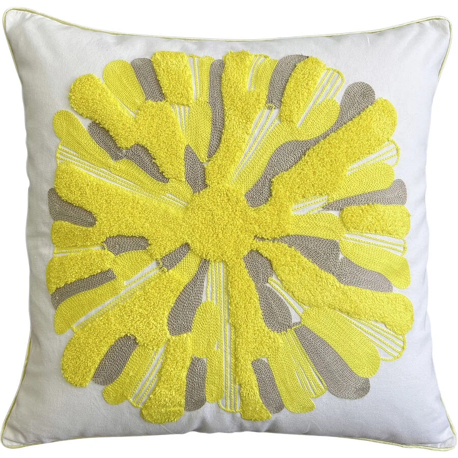Zierkissen Hawaiian Mood Gelb/Weiss Polyester 45 cm 45 cm