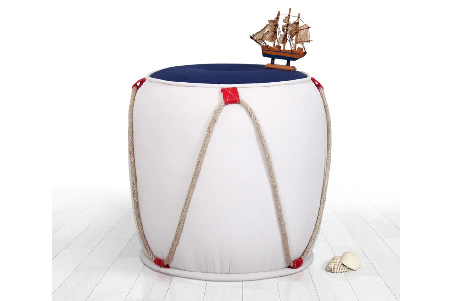 Redlands Sittpuff 42 cm - Vit/Röd