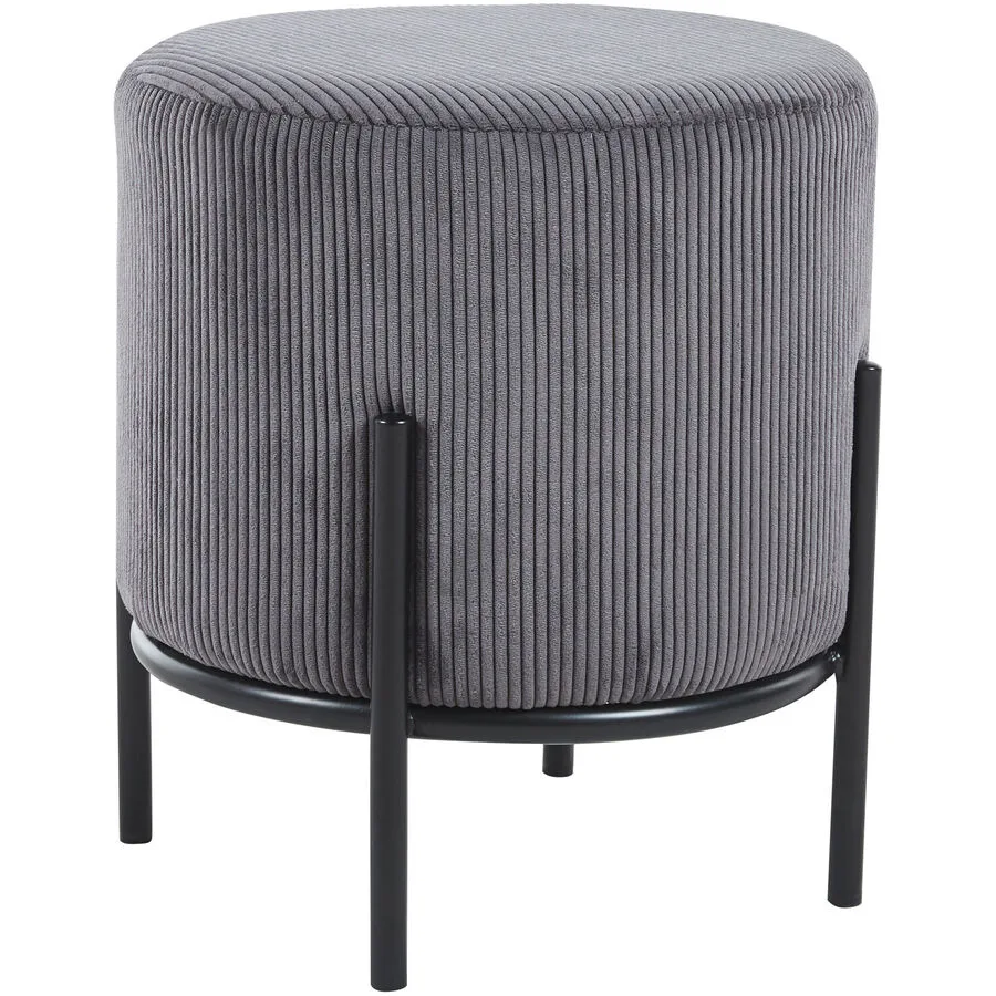 Hocker Sarina Grau, Schwarz Stoff, Metall B 35 H 38 cm