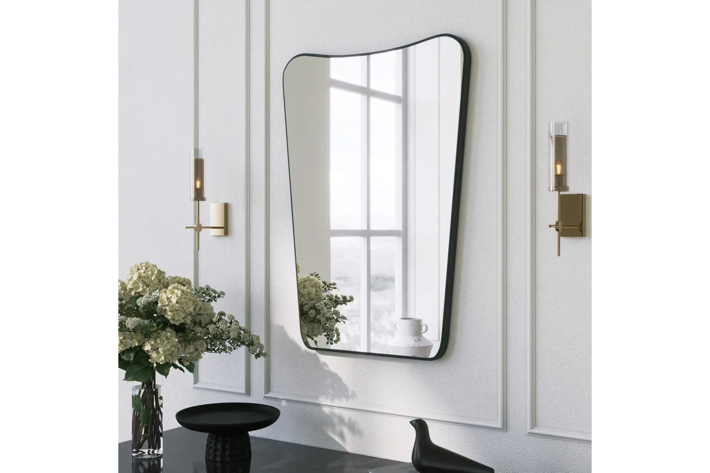 Sachin Spegel 50 cm Asymmetrisk - Svart