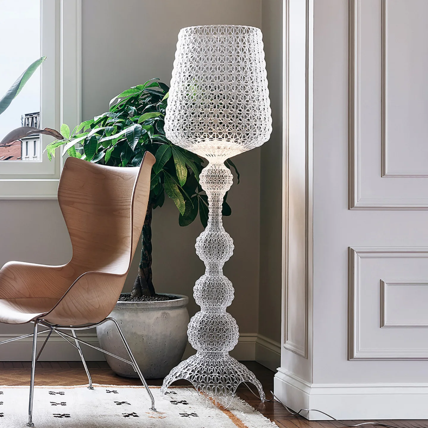 Kabuki Stehleuchte Kristall - Kartell - Wohnzimmer - Design - Kunststoff - Mit Schirm