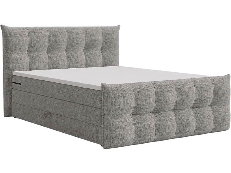 Boxspringbett ANGORA grau 160x200cm halbfest