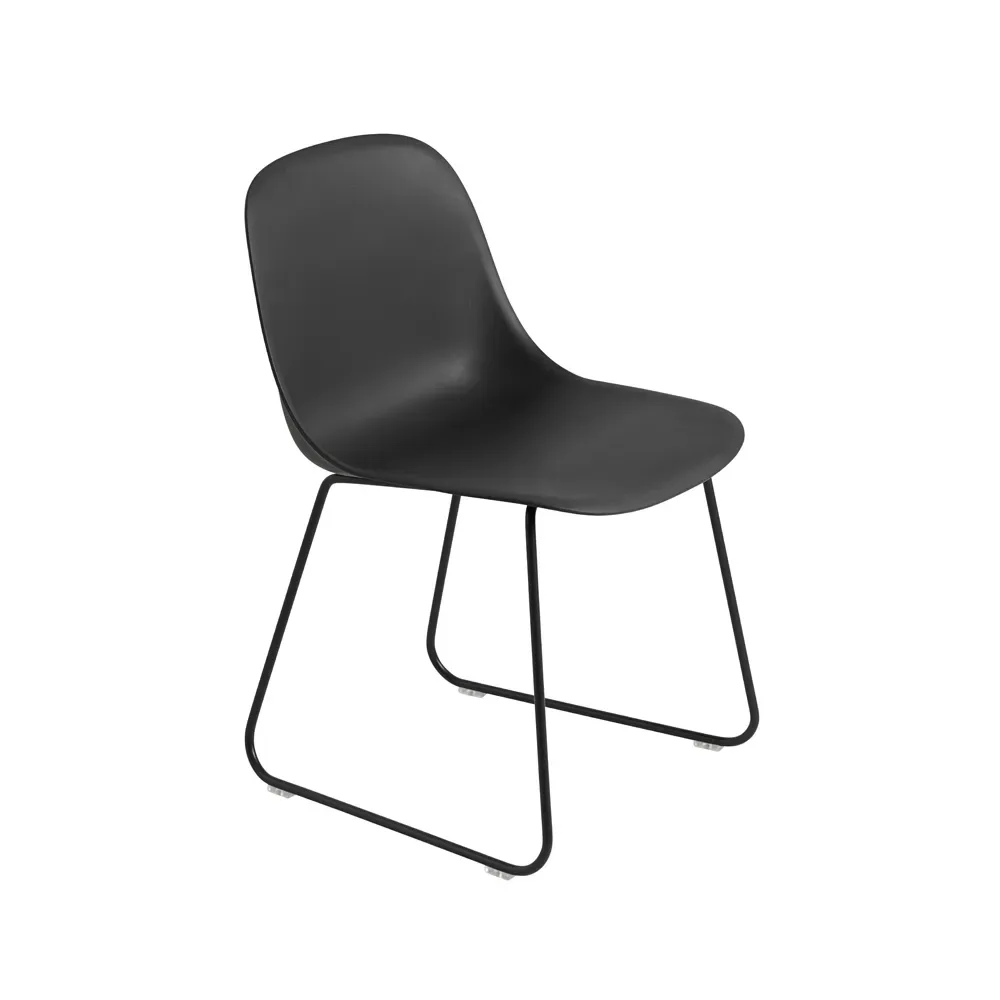 Muuto Fiber stol stålmedar plastsits Black-Anthracite black